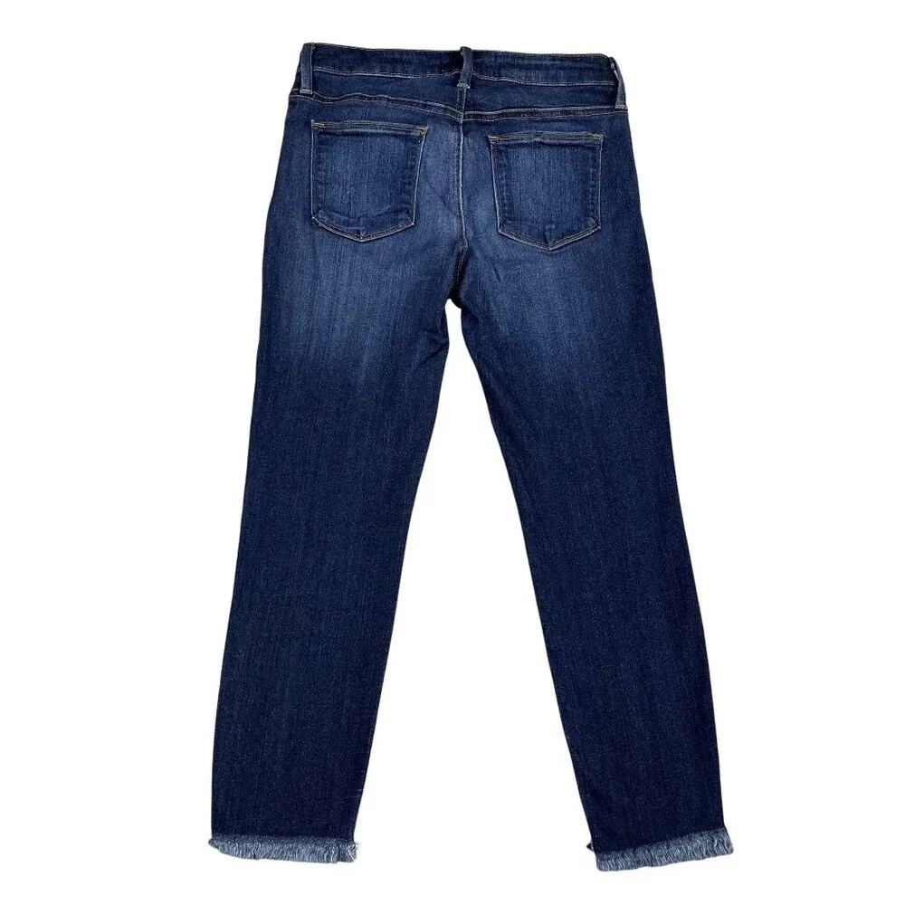 Just Black Denim Cropped Dark Wash Raw Hem Jeans Sz 27